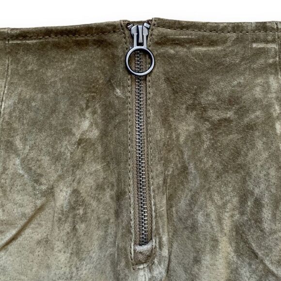 Blank NYC Micro Mini Skirt Olive Green Suede Leather Back Zip Detail High Waist - Picture 4 of 7